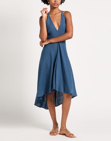 Woman Maxi dress Slate blue Size 6 Linen