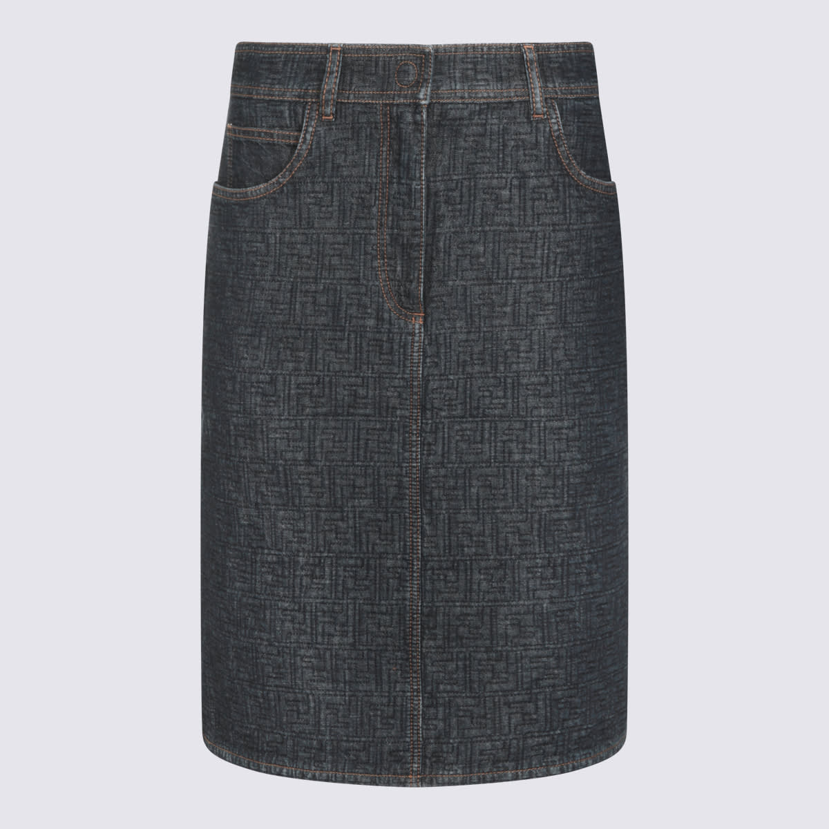Fendi - quilted denim midi skirt pocket