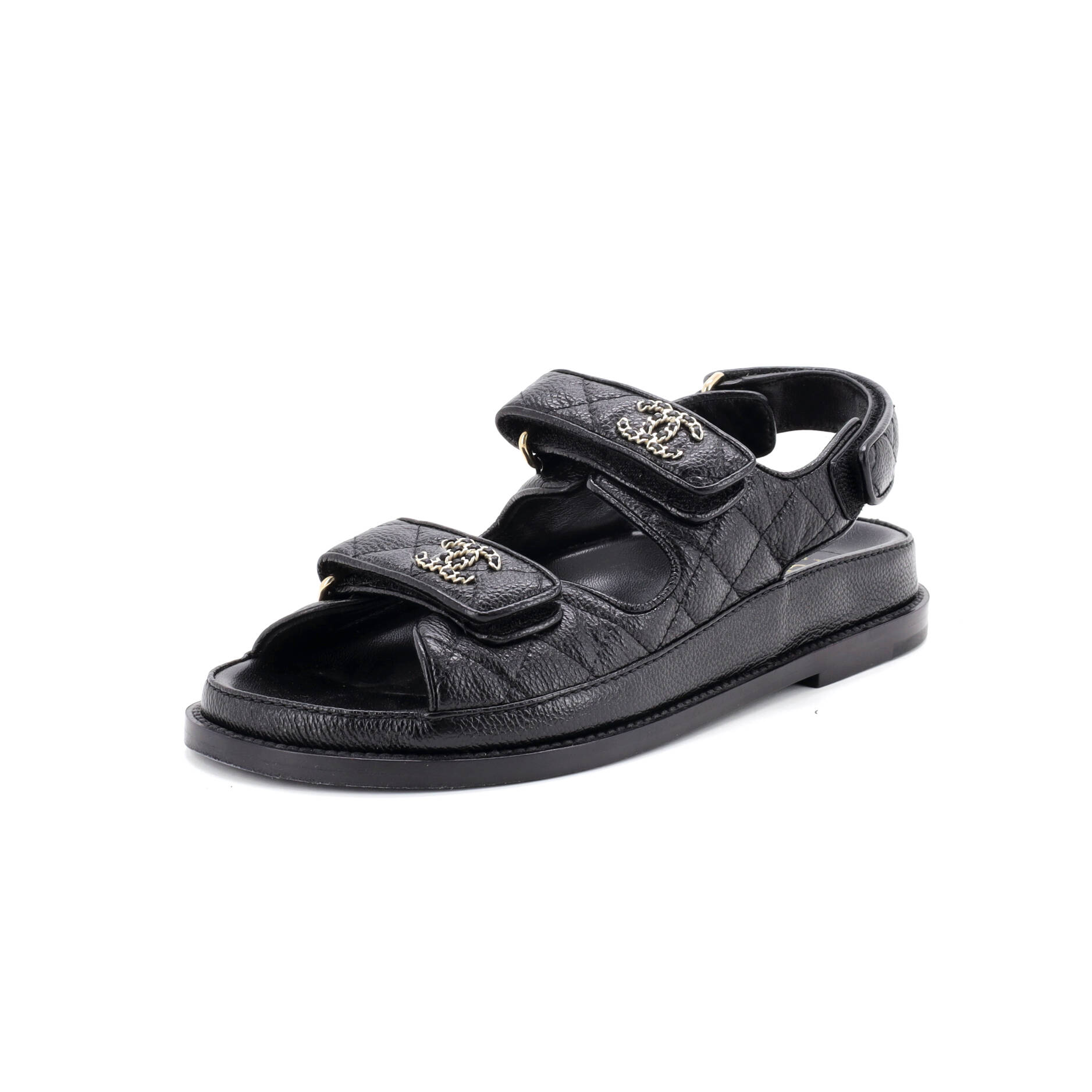Women's Velcro Dad Sandals Quilted Leather