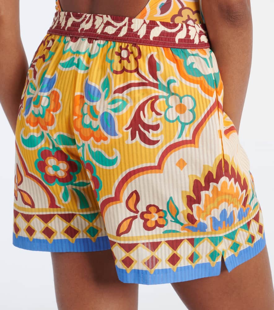 Printed cotton and silk shorts