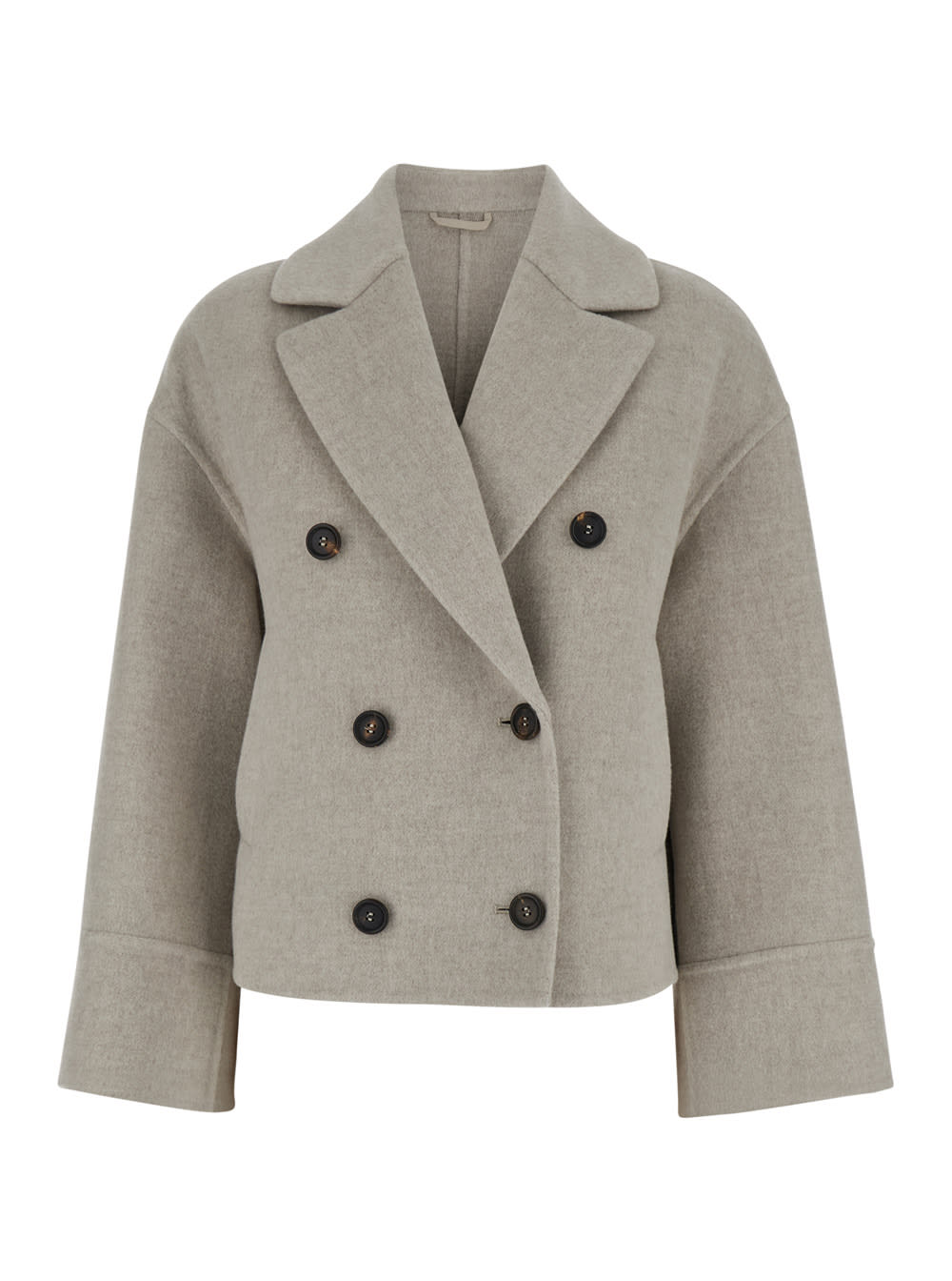 Double-breasted peak-lapel jacket - Neutrals