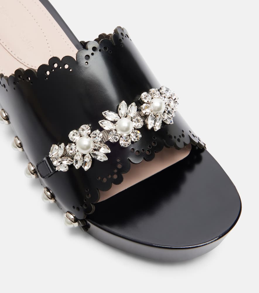 Embellished leather clogs