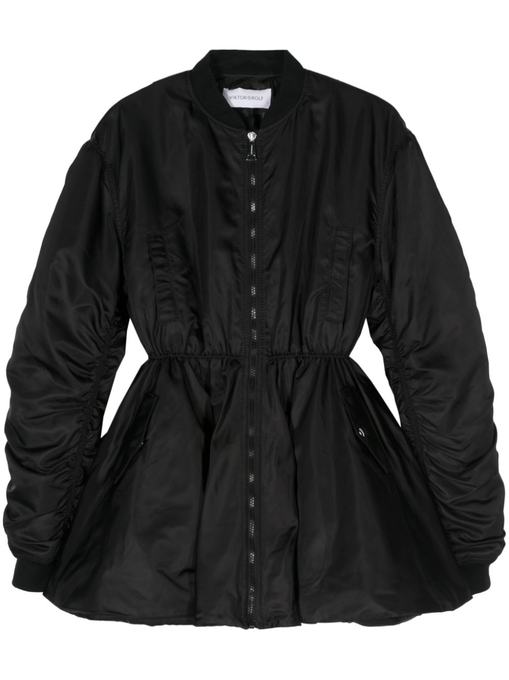 Padded flared bomber jacket - Black