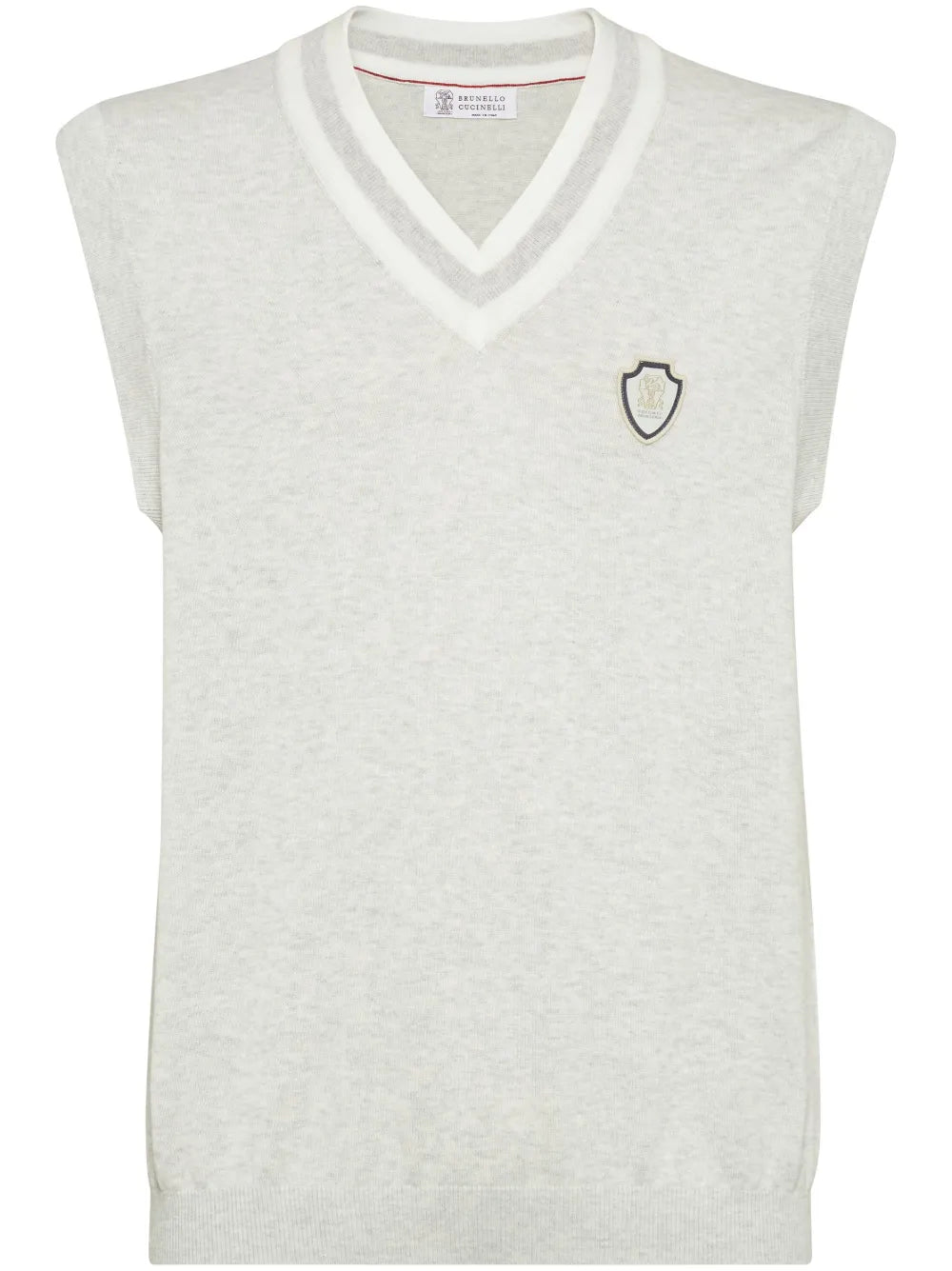 Embroidered Logo Cotton Vest — Grey