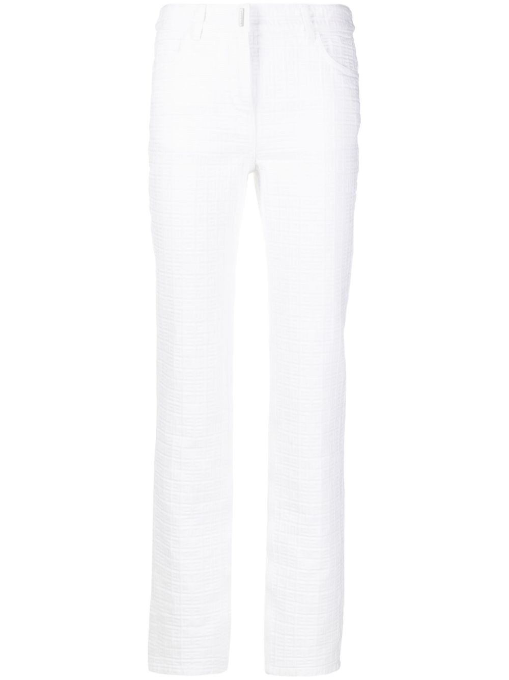4G motif jacquard straight-leg trousers - White