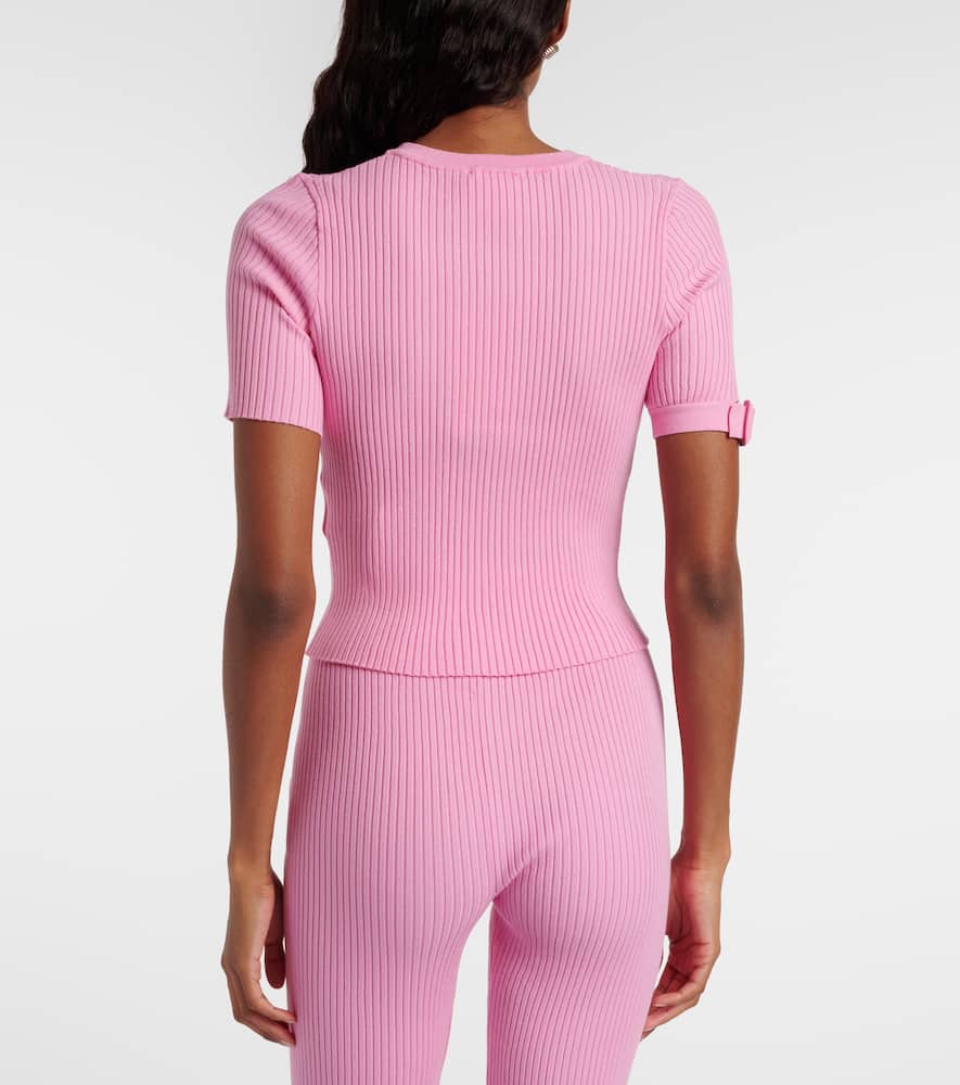 Courrèges Logo ribbed-knit crop top