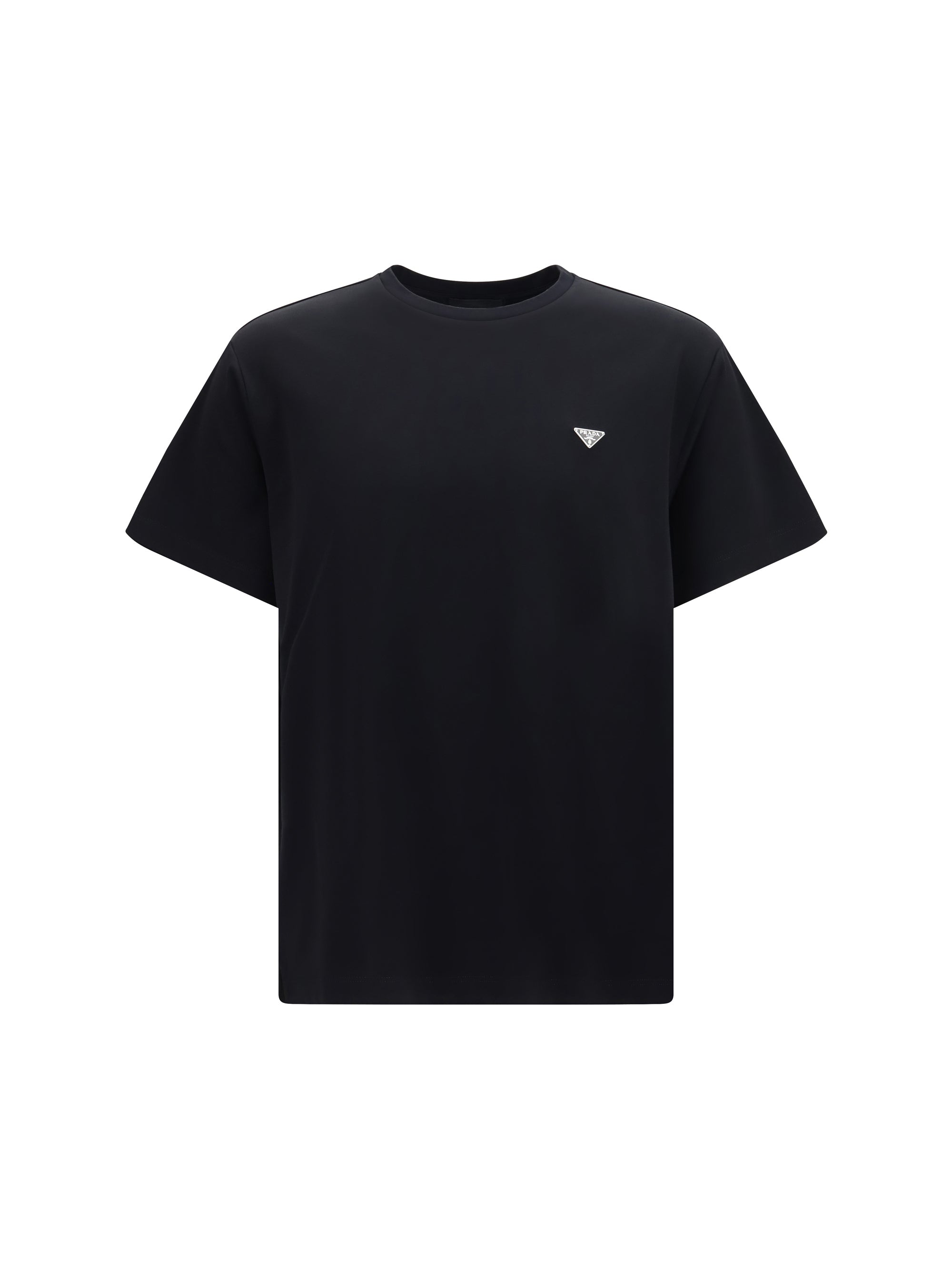 Triangle Logo Cotton T-Shirt — Black