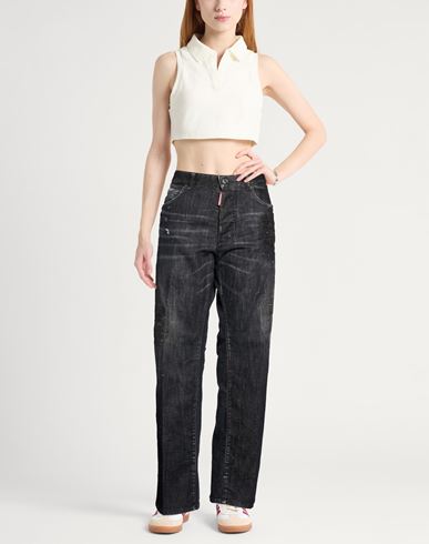 Woman Jeans Black Size 0 Cotton, Elastane
