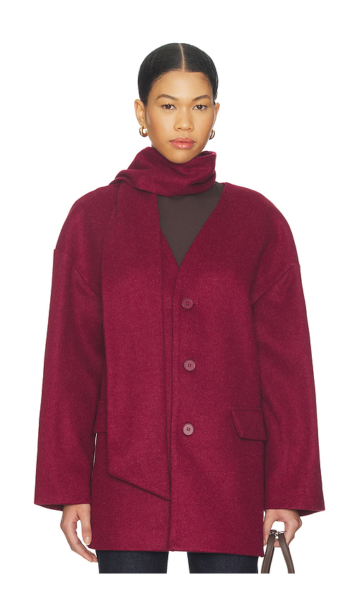 ALL THE WAYS Stevie Scarf Coat in Burgundy. XS also in