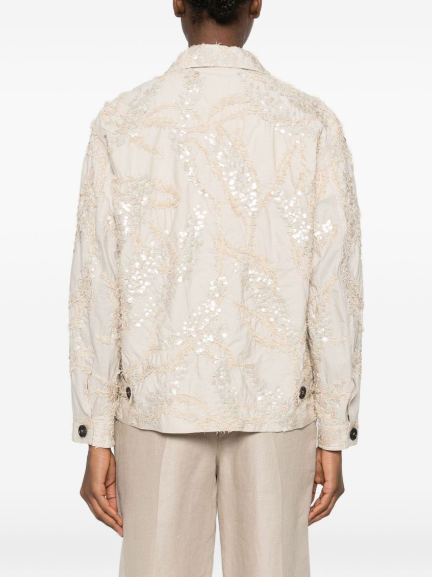 Sequin-embellished Front-pocket Jacket
