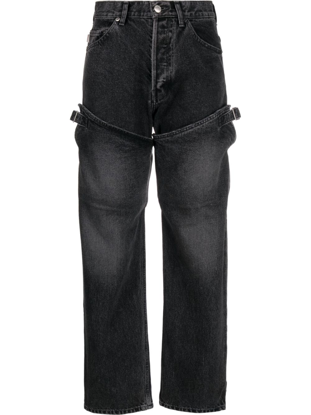 Detailed straight-leg jeans - Black