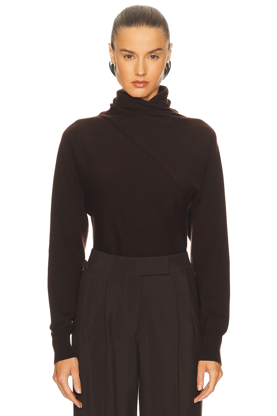 TOM FORD Cashmere Wrap Collar Sweater in Deep Brown - Brown.  XS also in L