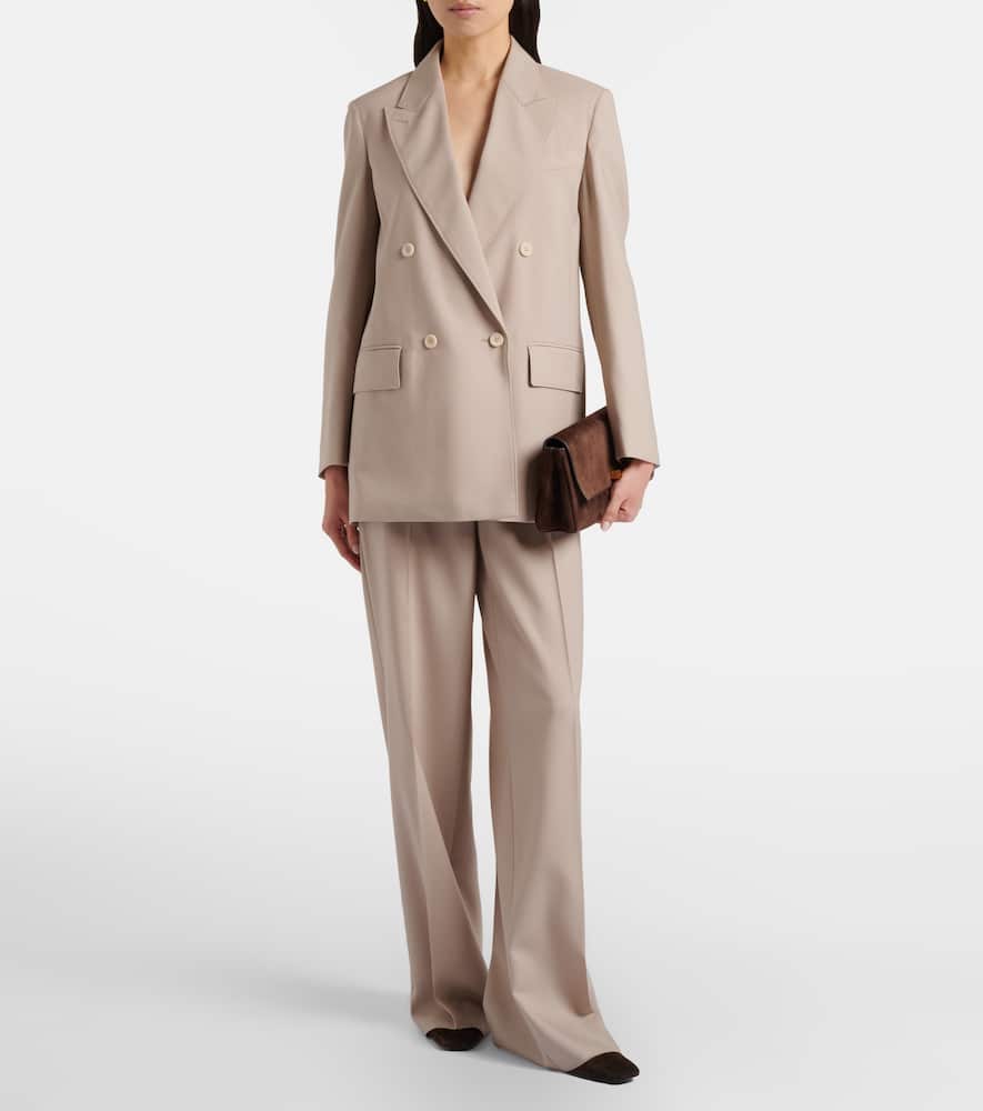 Wool, mohair, and silk wide-leg pants