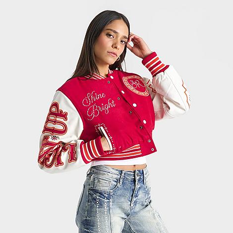 Women's Shine Bright Varsity Jacket in True Red