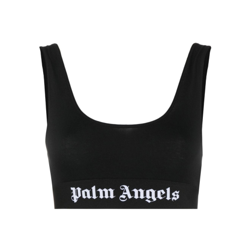 Black Bra With Contrasting Logo In Stretch Cotton Woman