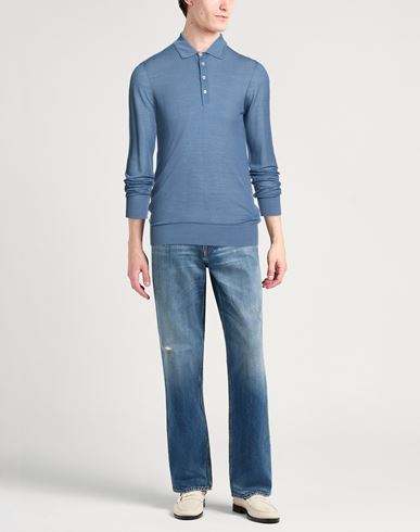 Man Sweater Slate blue Size 36 Silk, Cotton