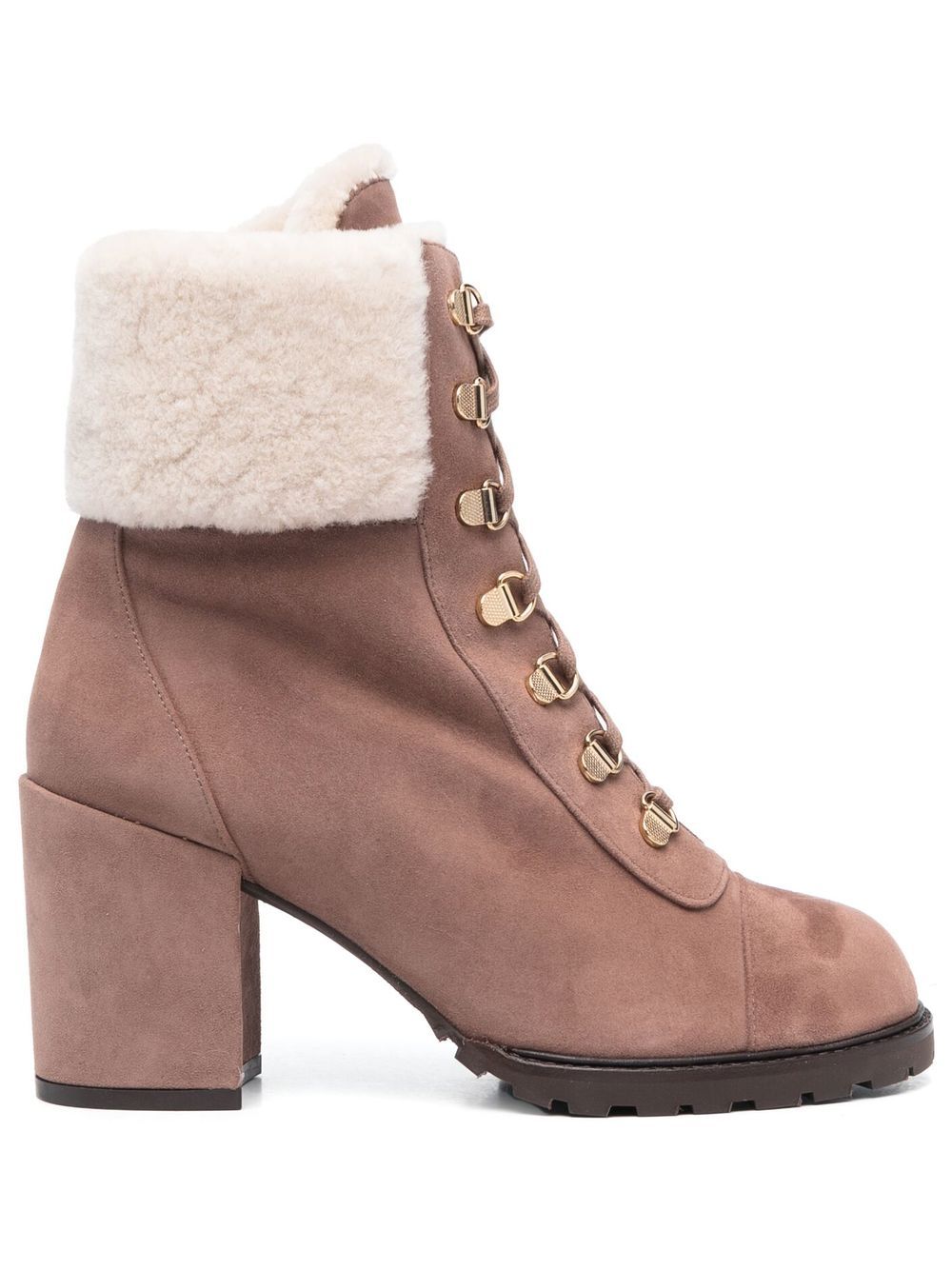 90mm ankle lace-up fastening boots - Brown