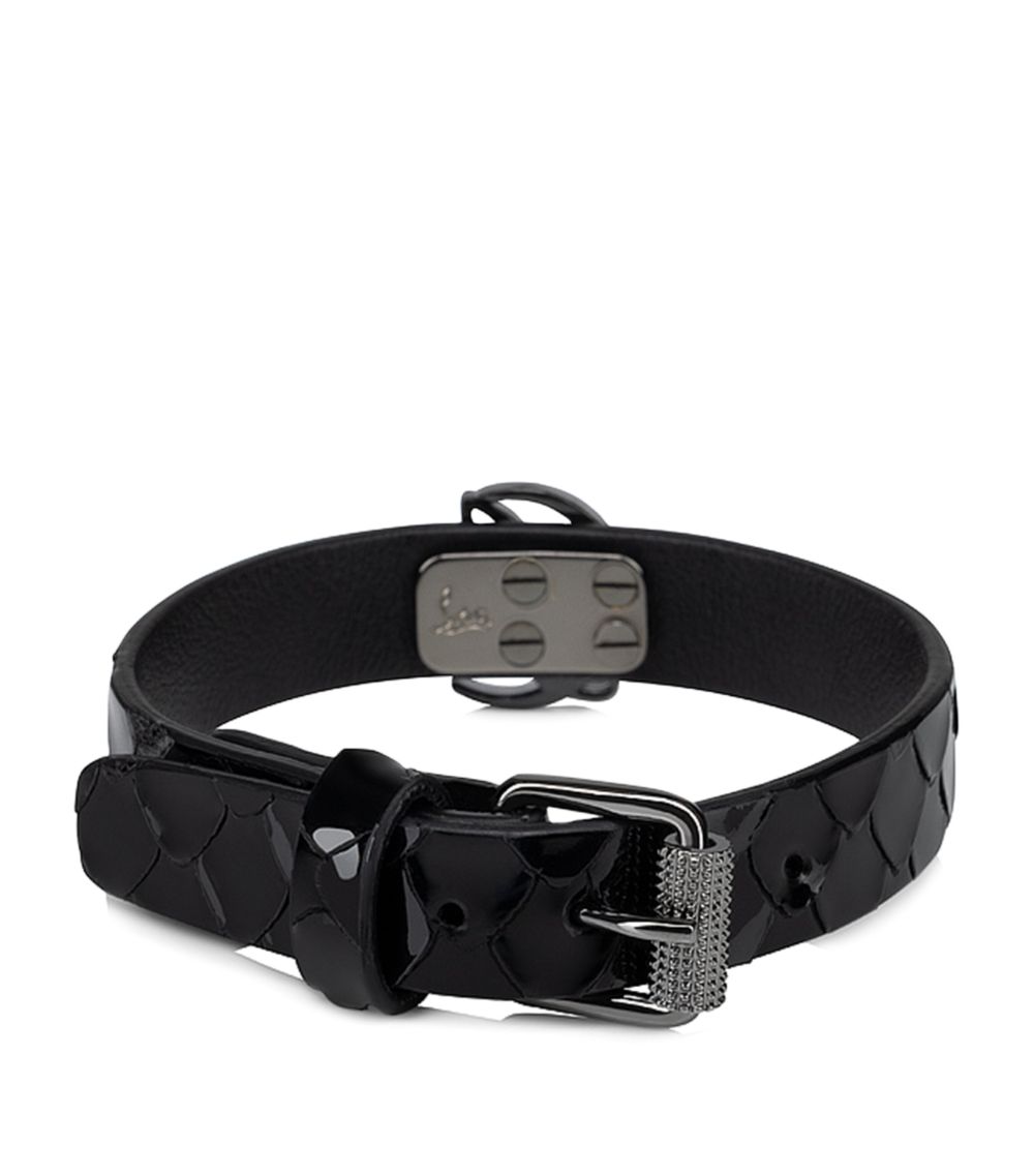 Embossed Leather CL Logo Bracelet