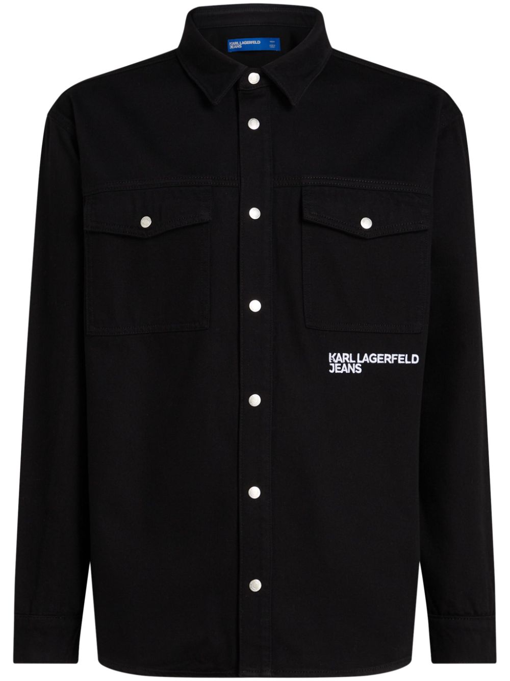 Logo-embroidered shirt jacket - Black