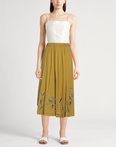 Forte_forte Woman Midi skirt Military green Size 1 Cotton, Brass, Glass, Resin, Acrylic