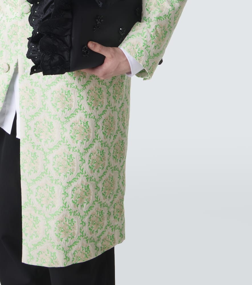 Floral cotton-blend jacquard coat