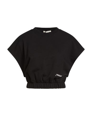 Woman Sweatshirt Black Size S Cotton, Elastane