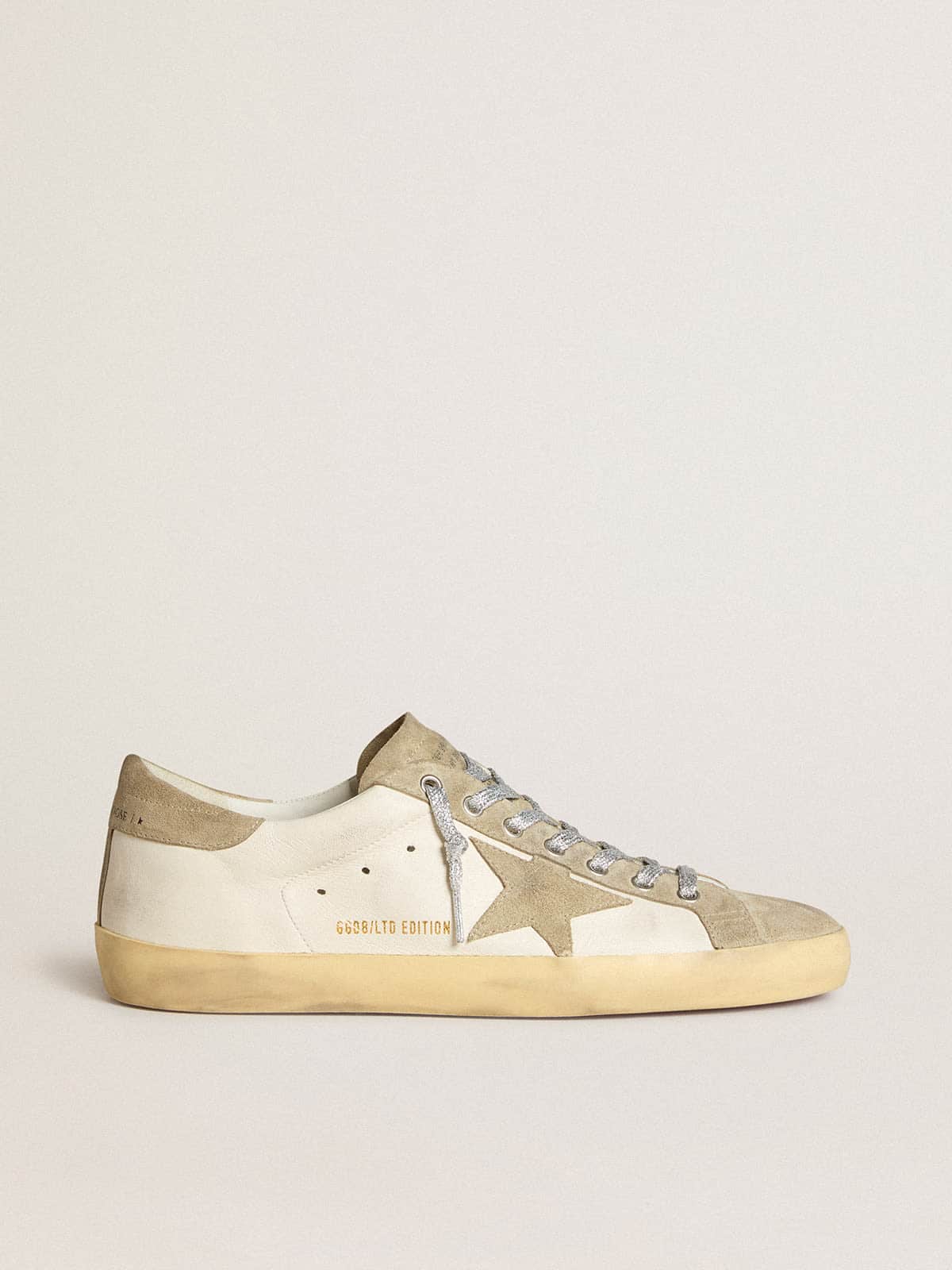 Golden Goose - Men’s Super-star In Nappa With Ice-gray Suede Star And Black Embroidery, Man