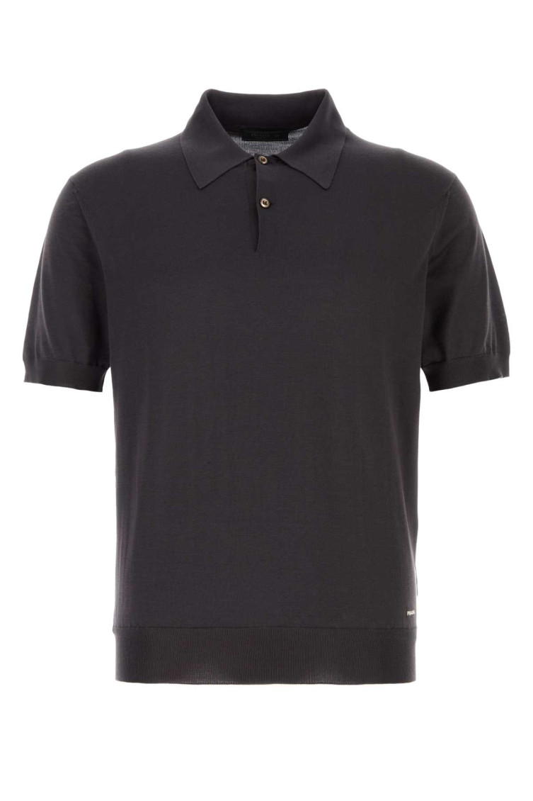 Dark Brown Silk Polo Shirt