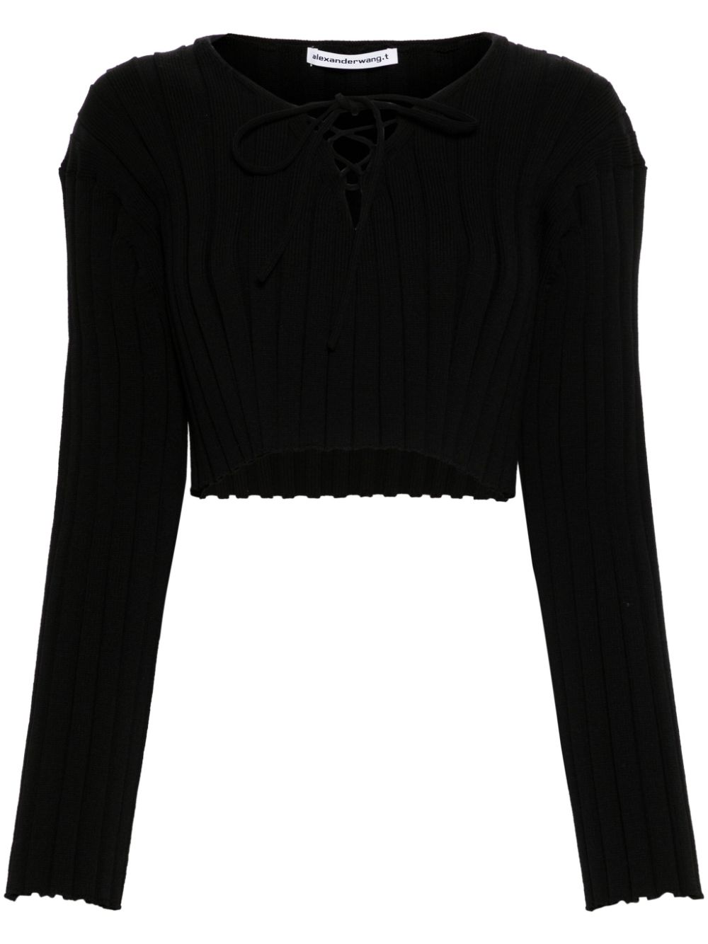 Ribbed cropped jumper - Black