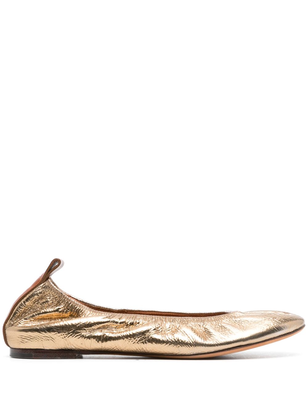 Metallic leather ballerina shoes - Gold