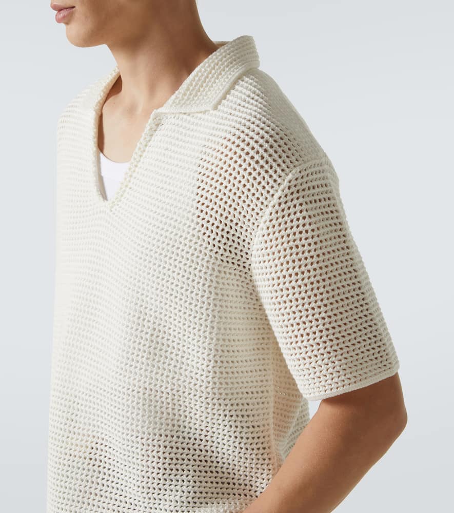 Batten crochet cotton polo shirt