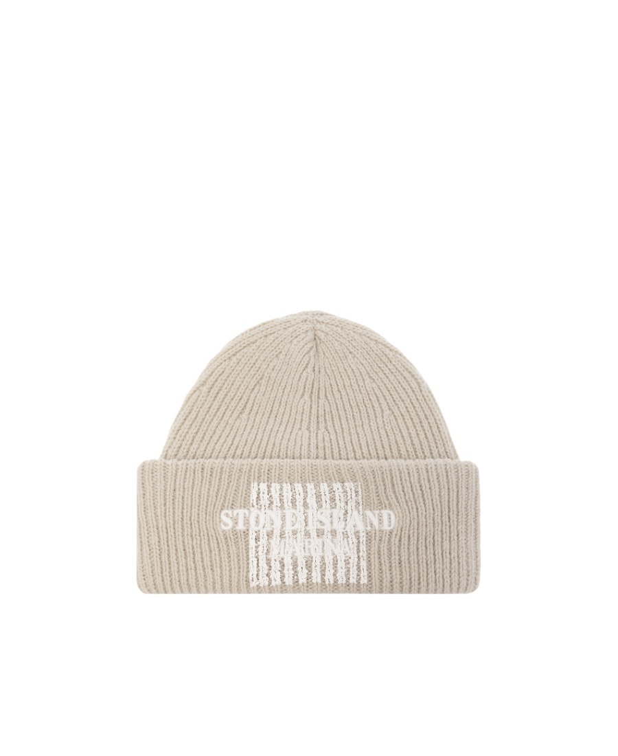 Logo-embroidery ribbed beanie