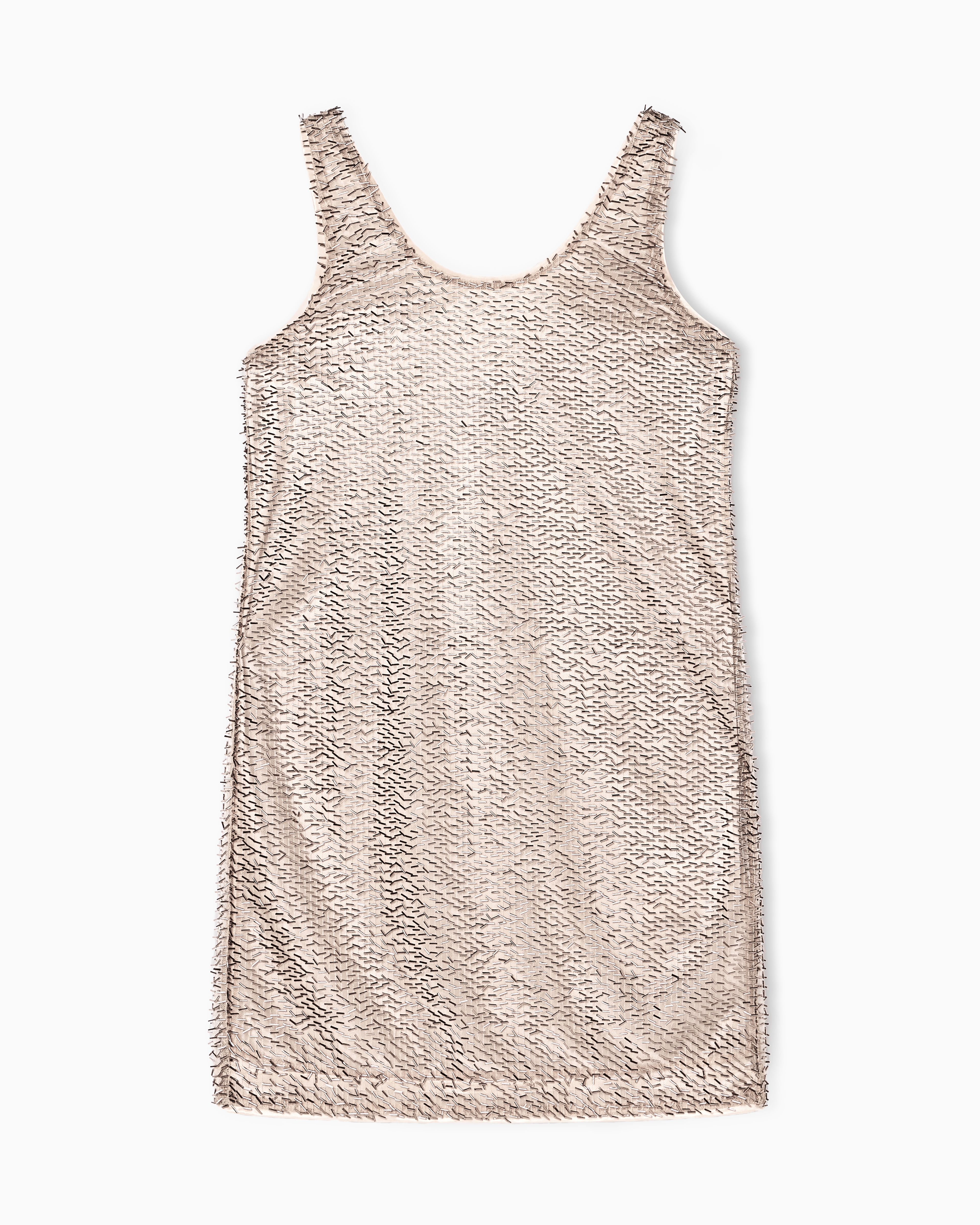 Mini Mesh Dress with Tubular Beaded Appliques