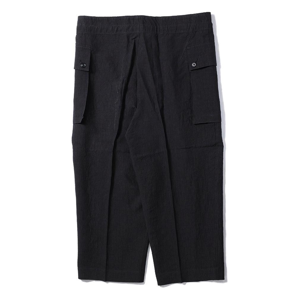Linen Army Wide Trousers Black