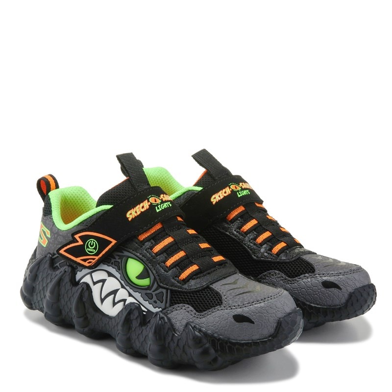 Kids' Skech-O-Saurus Light Up Sneaker Little/Big Kid Shoes (Black/Lime Dino)