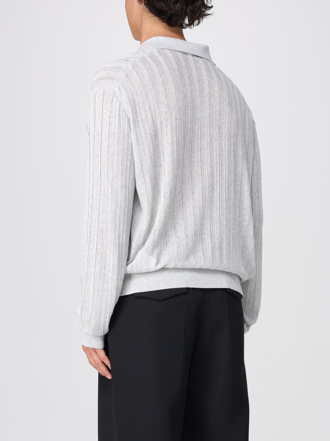 Recto lace ribbed polo shirt - Grey