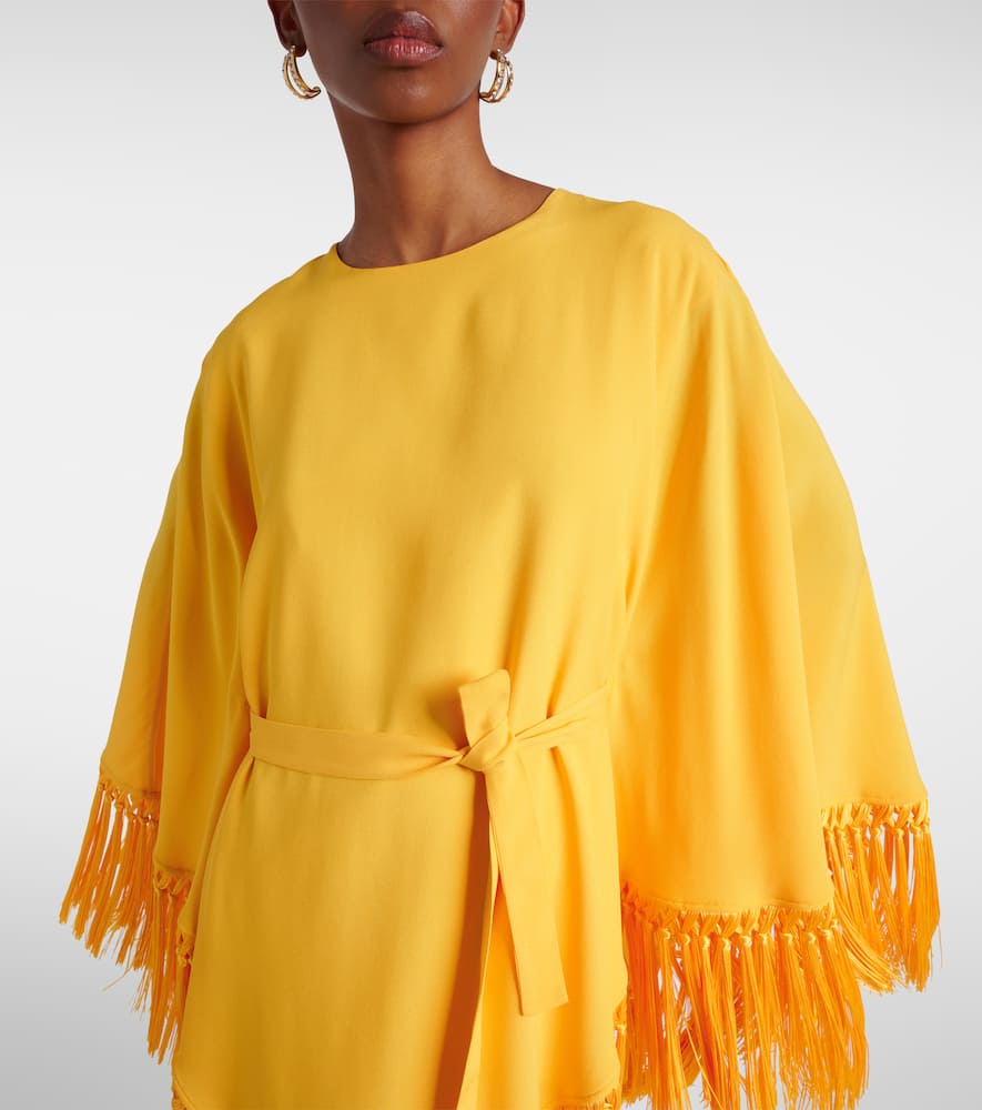Fringed satin kaftan