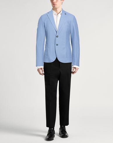 Man Blazer Light blue Size 36 Cotton, Polyester, Elastane