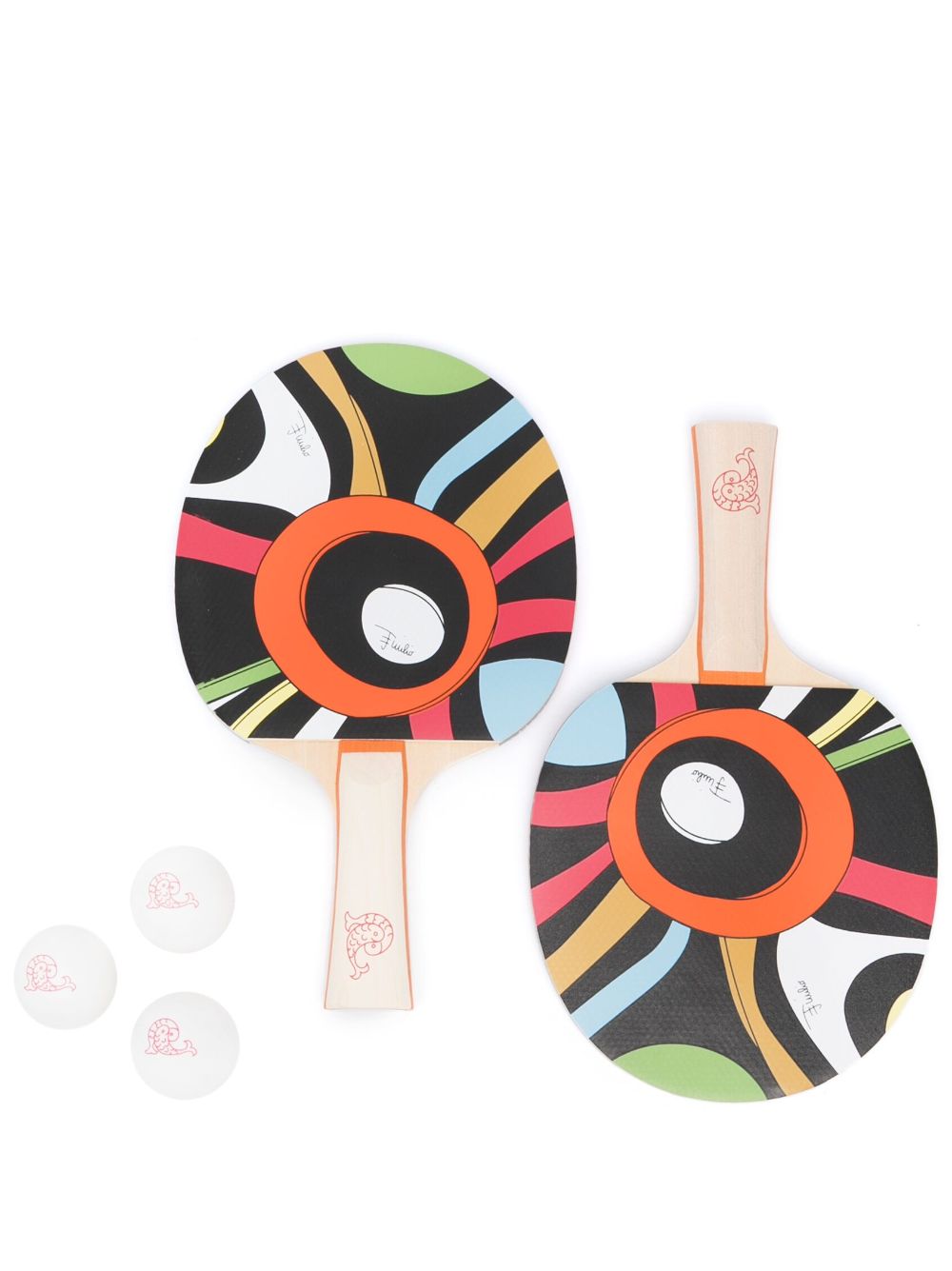 Graphic-print racket set of 2 - Black