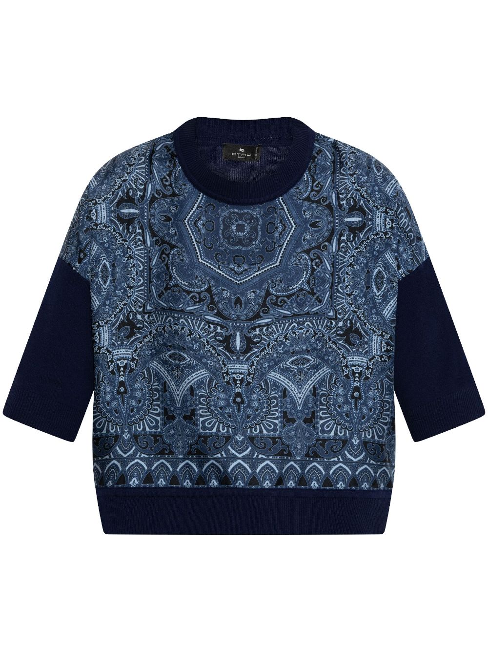 Paisley-print knit top - Blue