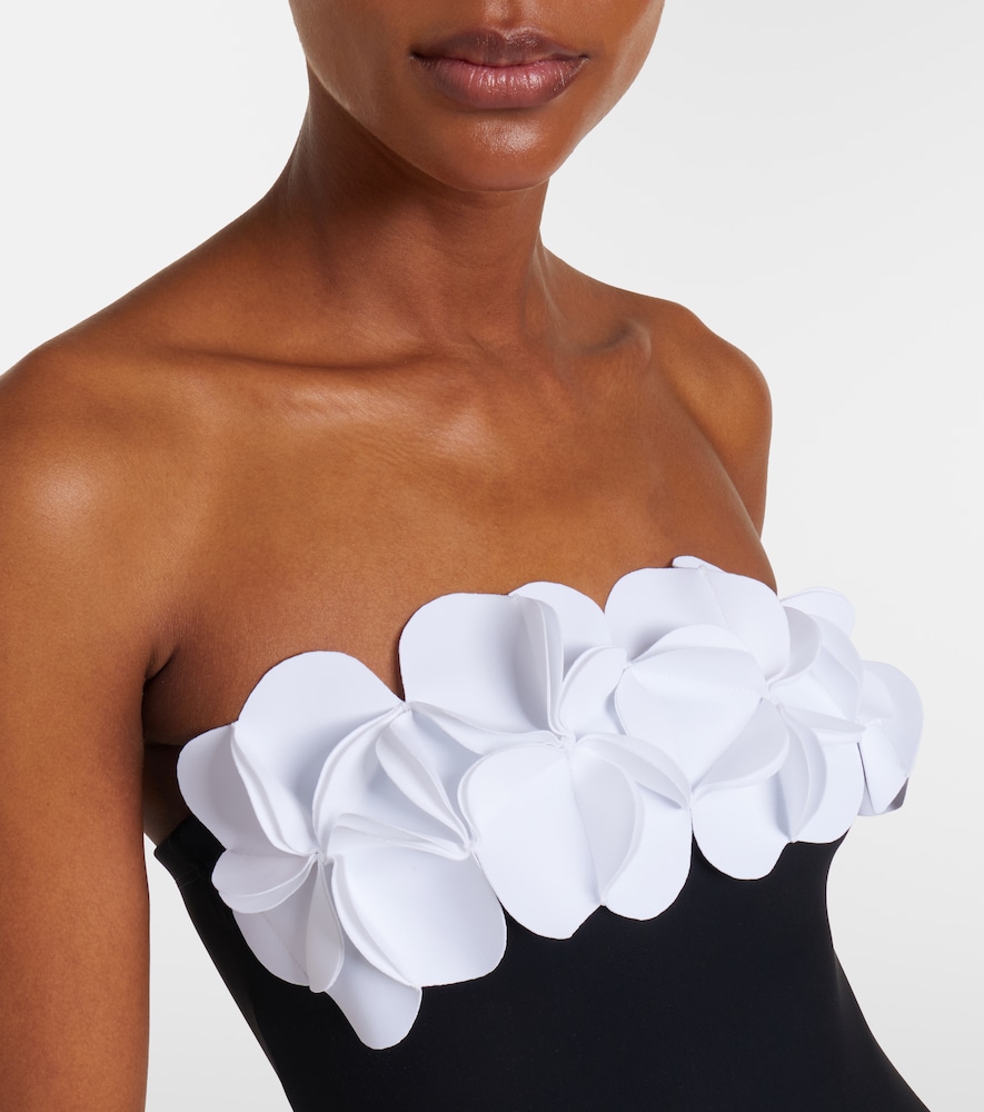 Tess floral-appliqué bandeau swimsuit