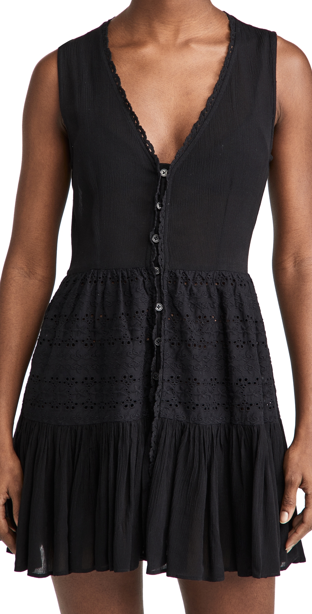 Eyelet Mini Dress Black