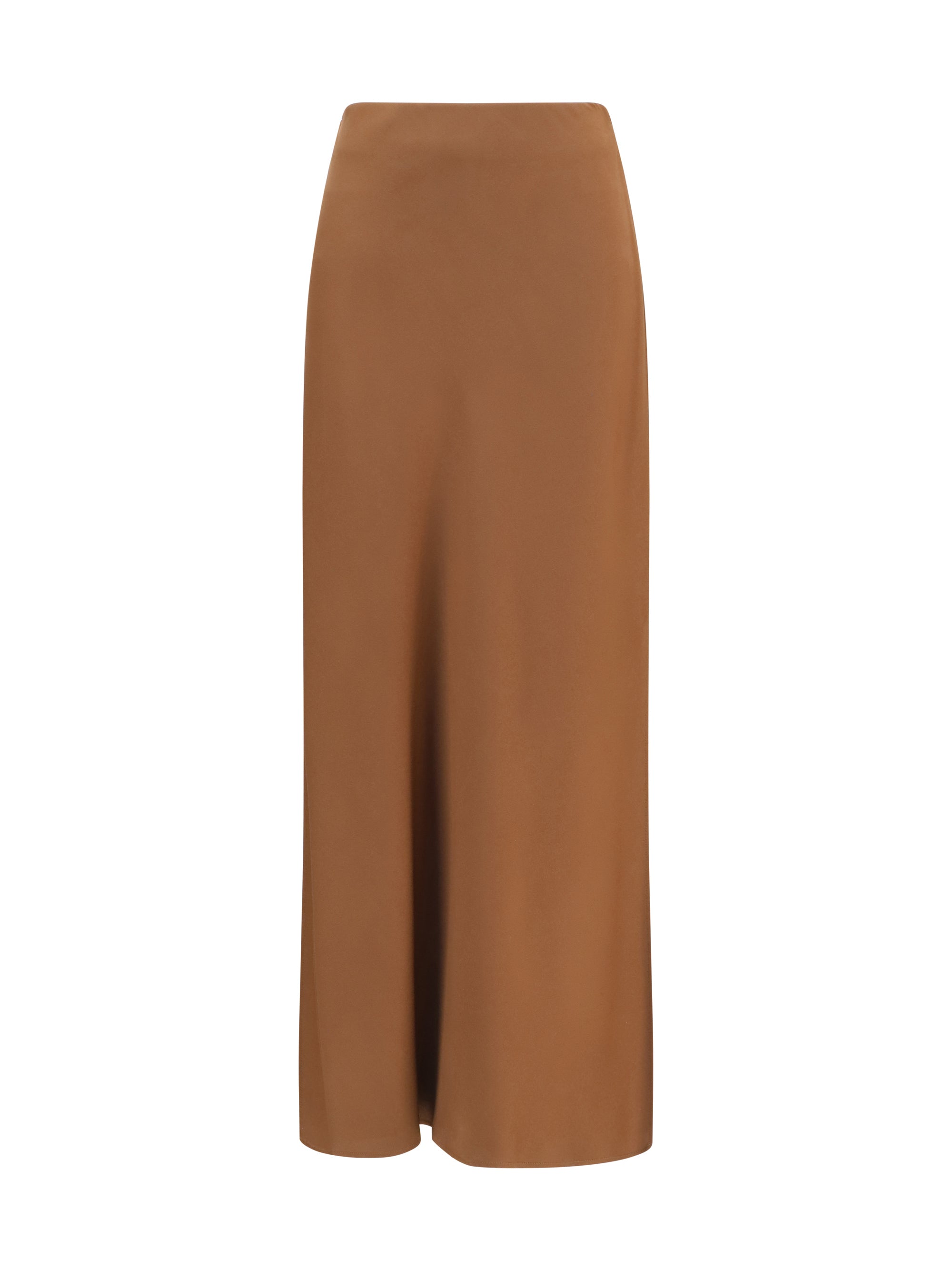 Acetate & Viscose Midi Skirt — Brown