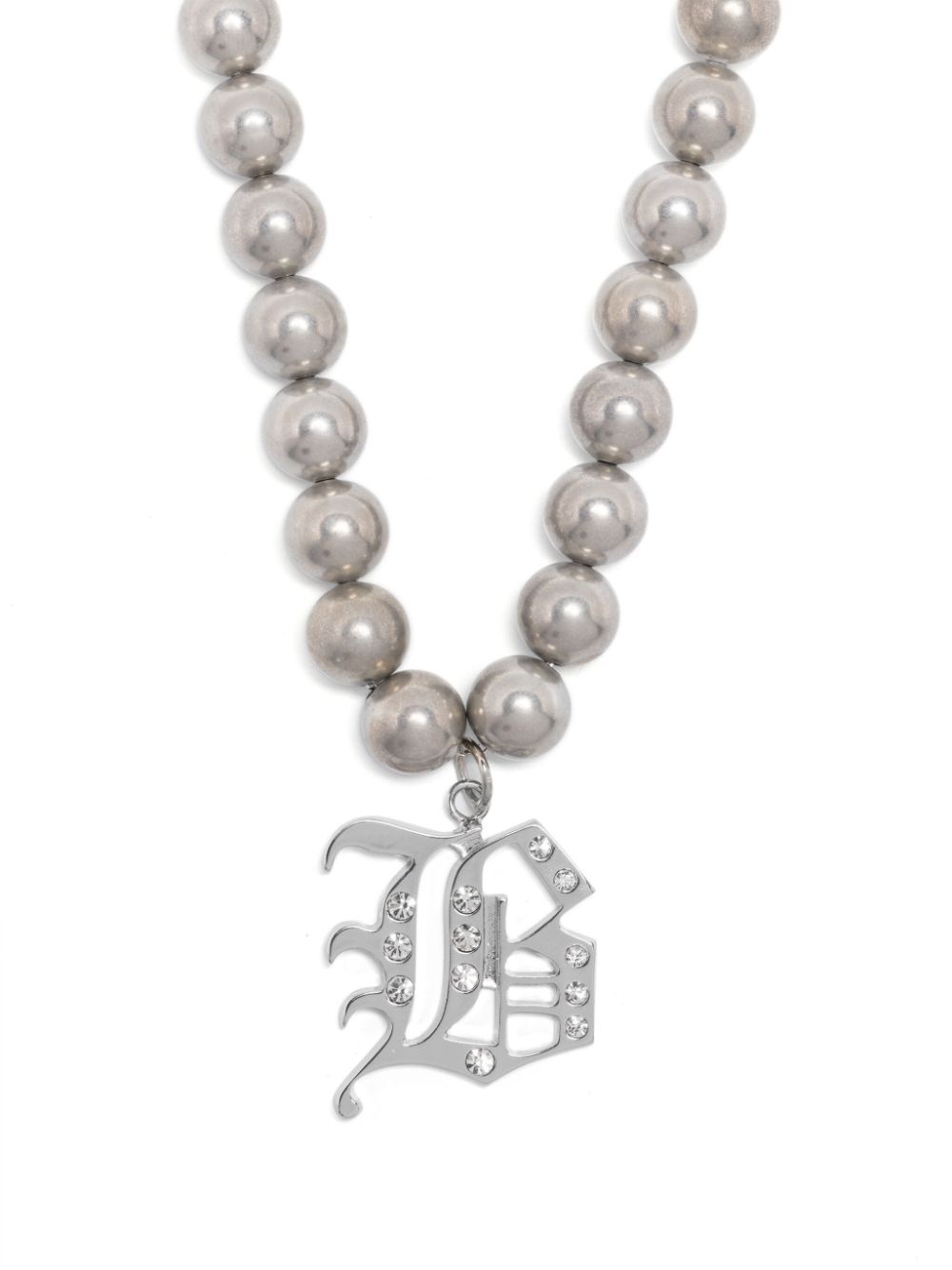Logo-lettering polished-finish necklace - Silver