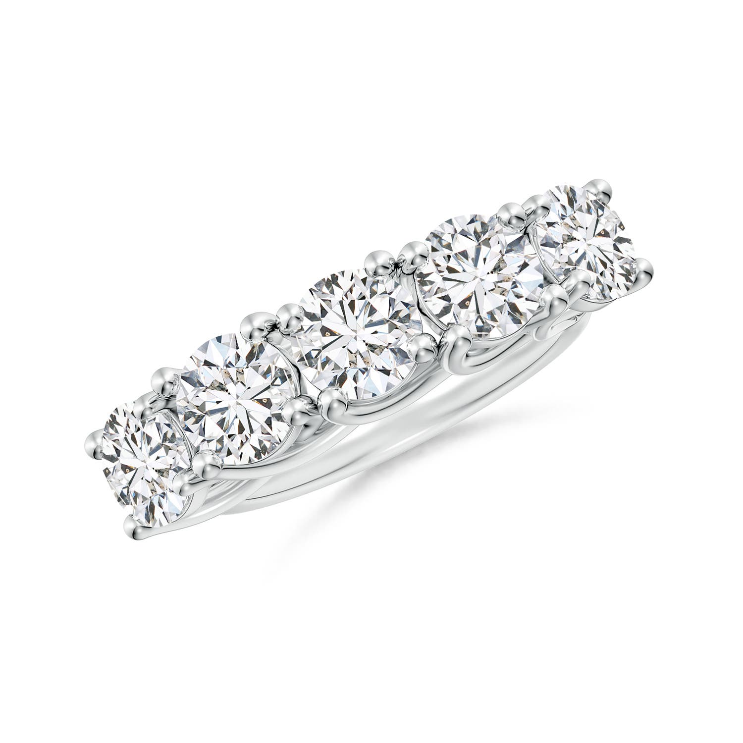Angara 3.75 Carats Half Eternity Five Stone Diamond Wedding Band in 18K White Gold