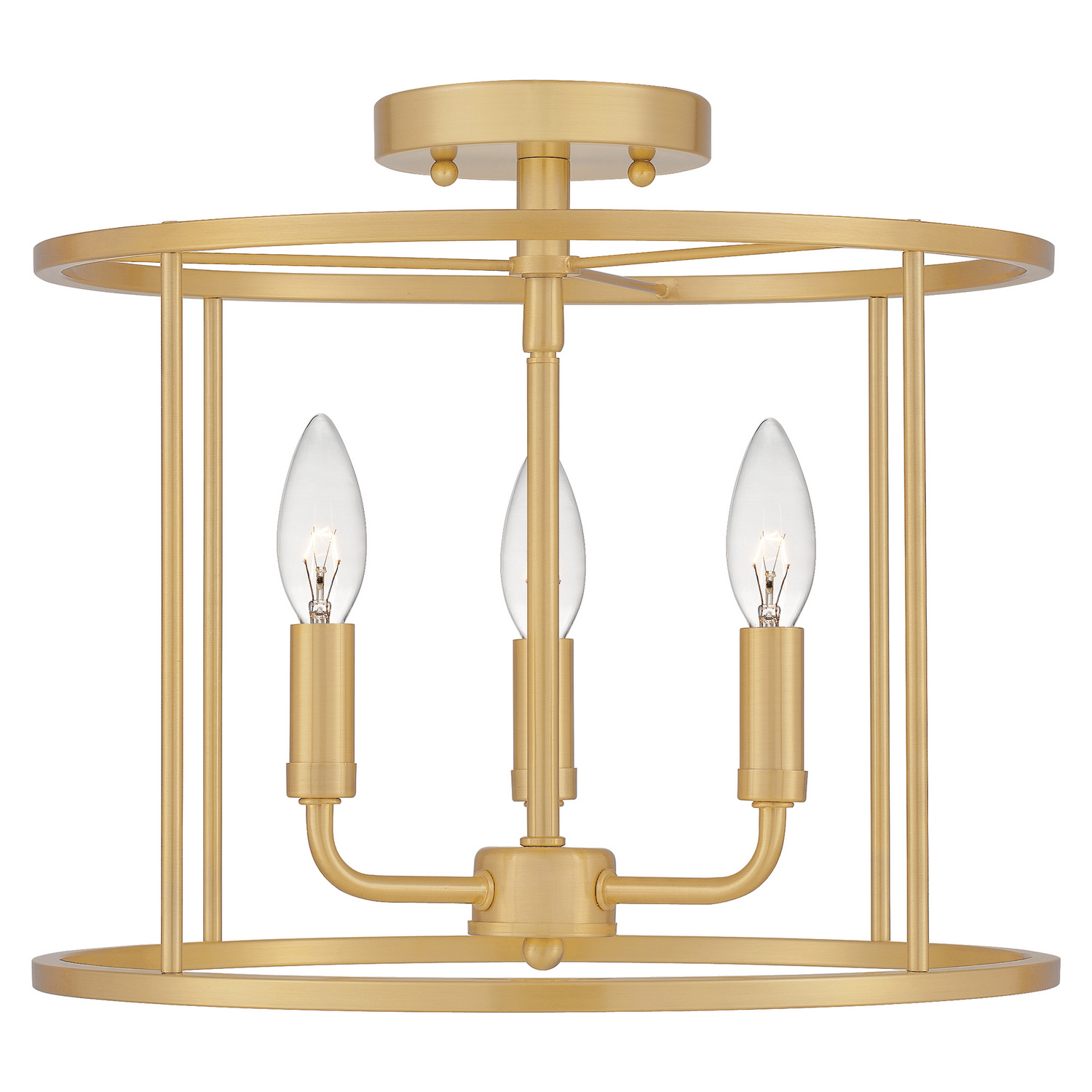 Abner 3-Light Semi-Flush Mount in Aged Bra