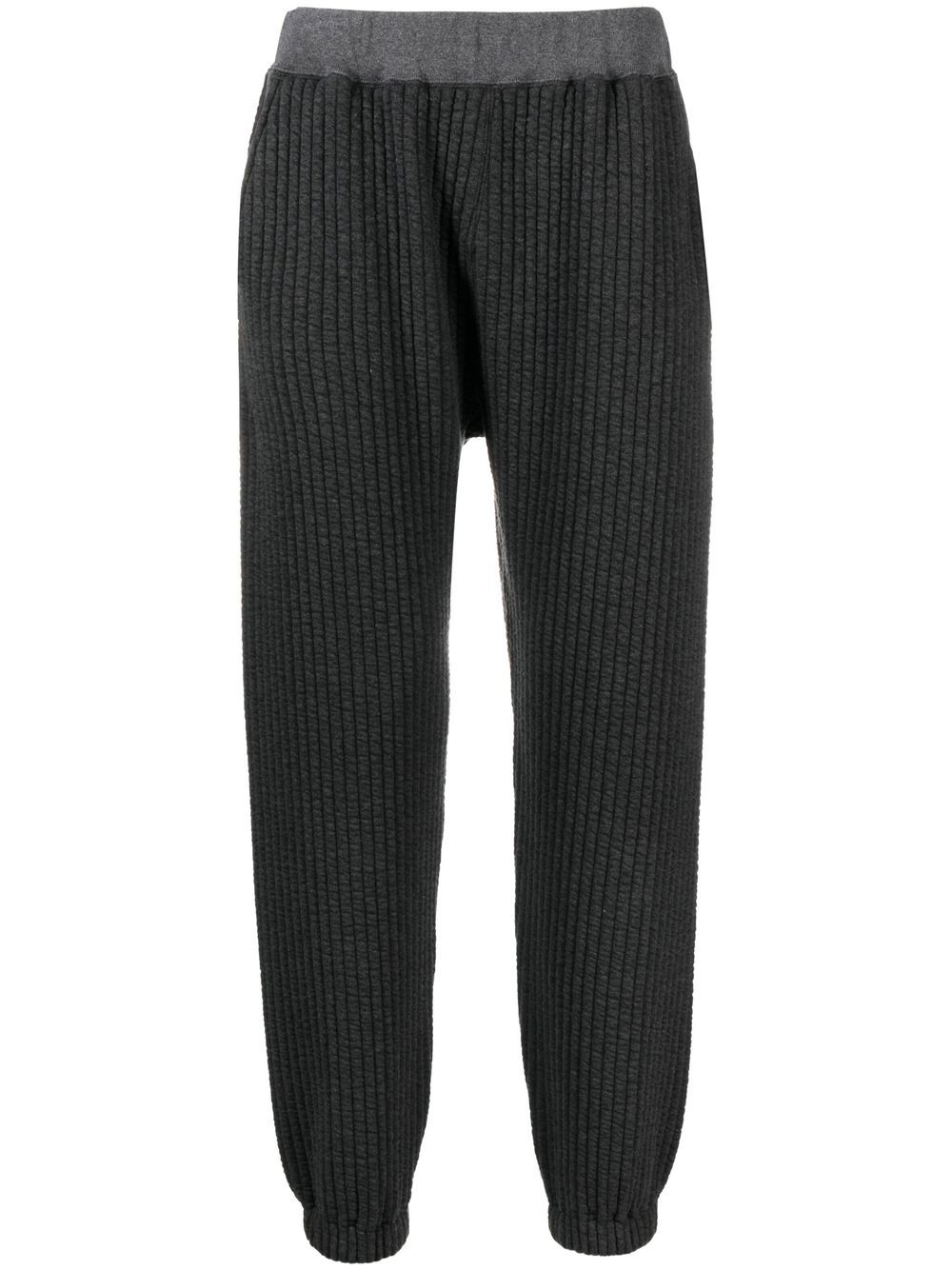 Ribbed track cotton-blend pants - Black