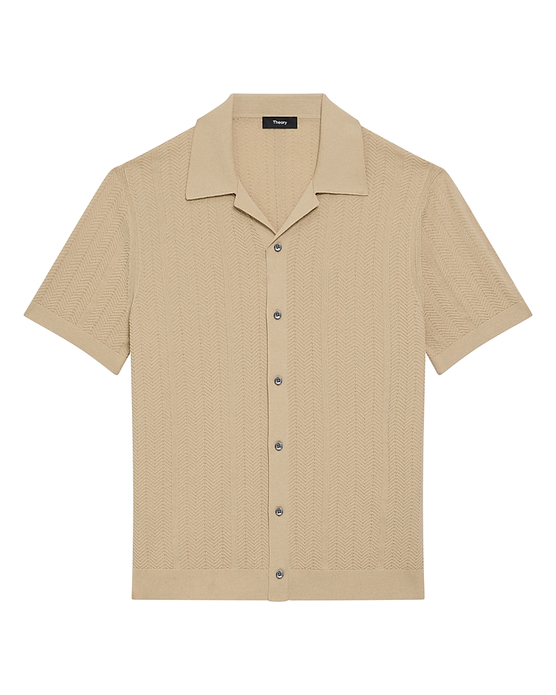 Textured short-sleeve cardigan - Blue