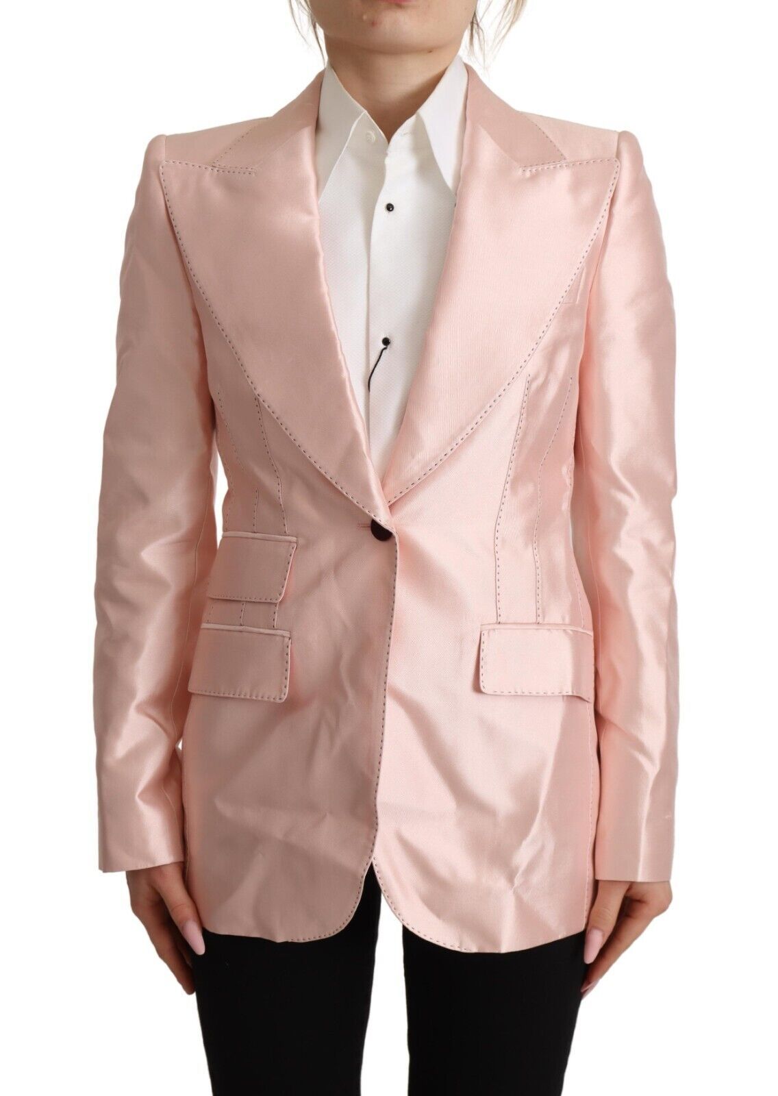 Silk Satin Blazer — Pink