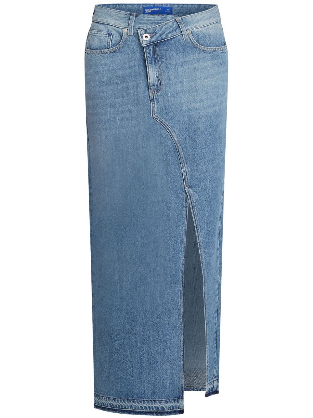 Asymmetric front denim maxi skirt - Blue